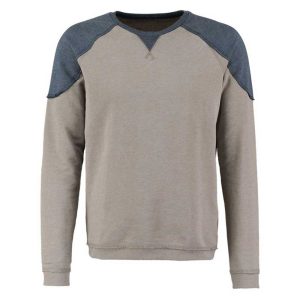 Men's Two-Tone Raglan Crewneck Sweatshirt - Casual Heather Grey & Navy