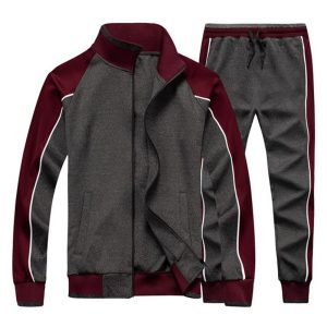 Premium Charcoal Grey & Maroon Contrast Panel Tracksuit