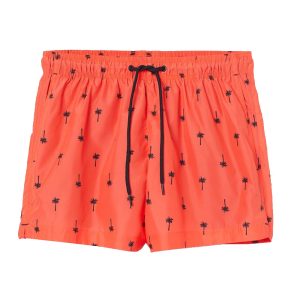 Men's Tropical Orange Palm Tree Print Swim Shorts - Quick-Dry Beachwear