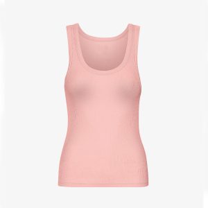 Women's Premium Ribbed Cotton Tank Top – Soft Essential Vest - Dusty Rose